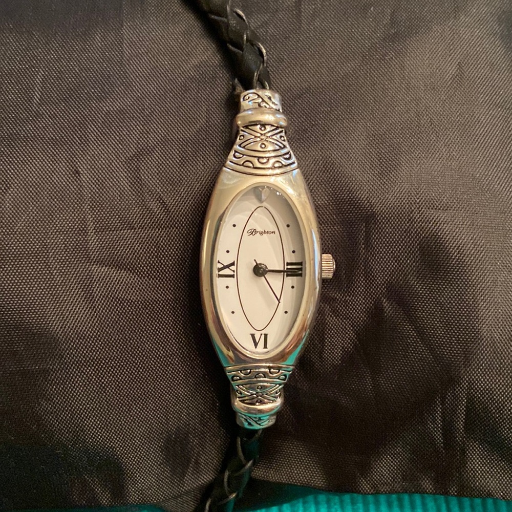 Brighton Oval Pendant Watch with Black Braided Strap or Red Strap